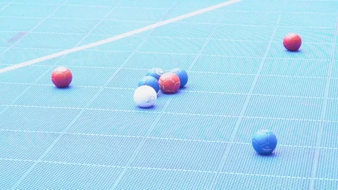 Paralympic boccia game close up 스톡 동영상 95768352