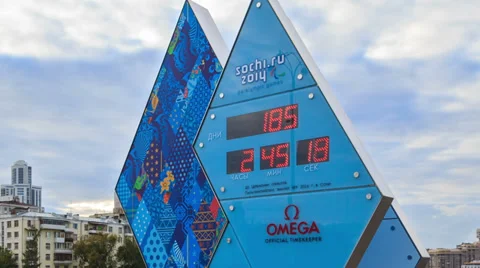 Paralympic Clock Games in Sochi 2014. Fixed distortion. Time Lapse 動画素材 28870369