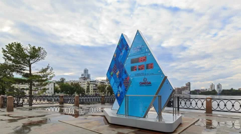 Paralympic Clock Games in Sochi 2014. Fixed distortion. 4K. Time Lapse Stock Footage 28871314