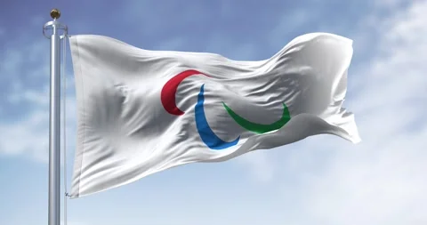 Paralympic flag waving in the wind on a clear day Stock-Footage 264935970