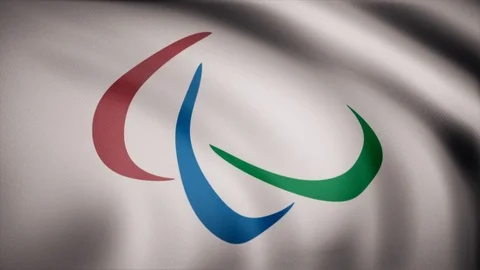 Paralympic Games flag waving on wind 스톡 동영상 97313359