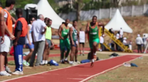 Paralympic games. Long Jump. Men competition. Visual Impairment Stock Footage 44189977