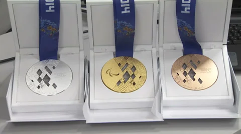 Paralympic medals. Sochi. 動画素材 36164871