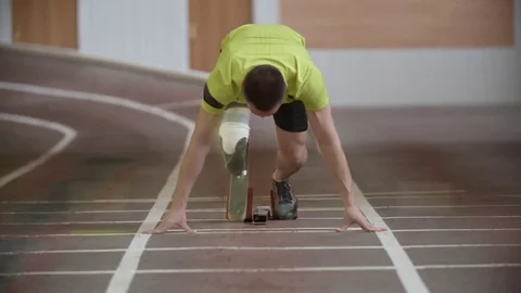 Paralympic Runner Starting Race Stock Footage 70953486