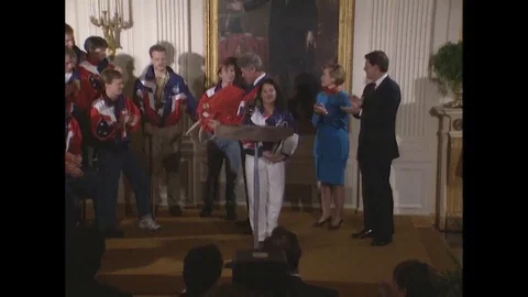 Paralympic team presents a token of appreciation to the delegates - 1994 Stock Footage 90454481