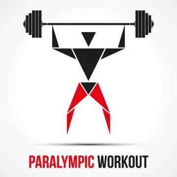 Paralympic Workout powerlifting logo with triangle man Stock Illustration
