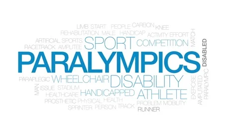 Paralympics animated word cloud, text design animation. Kinetic typography. Video stock 80597537