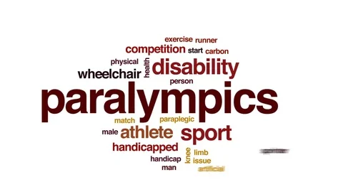 Paralympics animated word cloud, text design animation. Video stock 80700579