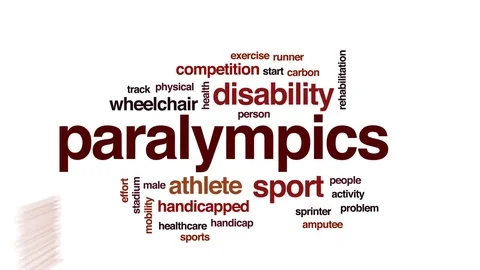 Paralympics animated word cloud, text design animation. Video stock 80811640