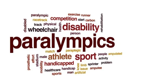 Paralympics animated word cloud, text design animation. Video stock 80933292