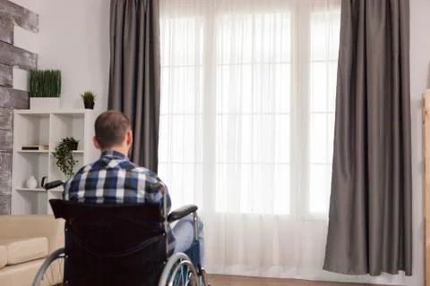 Paralyzed young man 写真素材