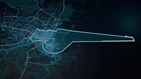 Paramaribo Suriname Glowing Digital Map Animation 4K Video stock 338039650