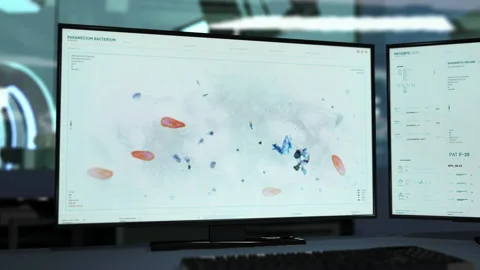 Paramecium Bacterium Digital Research At A High Tech Medical Laboratory Stock Footage 161456302