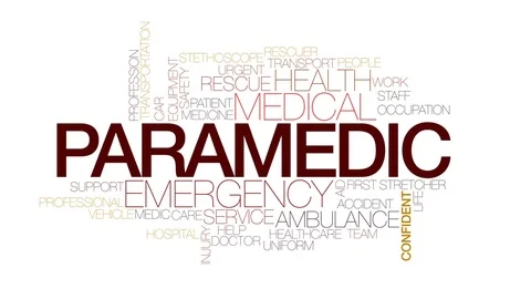 Paramedic animated word cloud, text design animation. Kinetic typography. Stock Footage 71943650