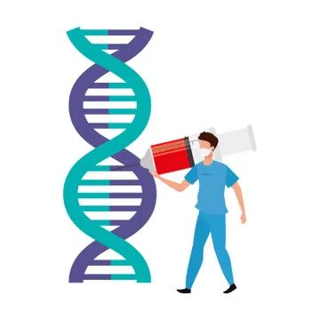 Paramedic with dna structure and injection Stockillustratie