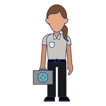 Paramedic with first aids suitcase blue lines 스톡 일러스트