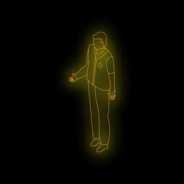 Paramedic gesturing with open hand in golden neon light Stockillustratie
