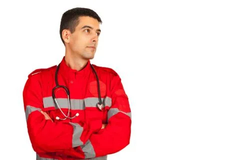 Paramedic looking away 스톡 사진