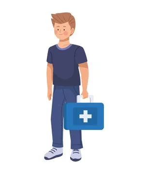 Paramedic man with a first aid case Stock Illustration