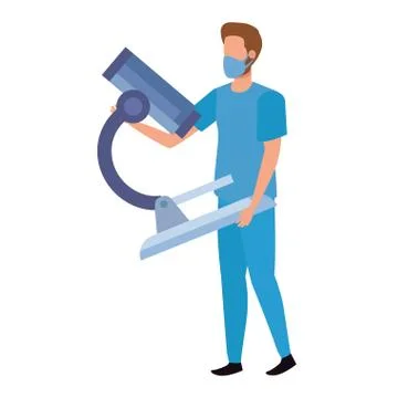 Paramedic with microscope isolated icon Stockillustratie