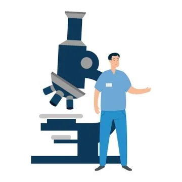Paramedic with microscope isolated icon Illustrazione stock