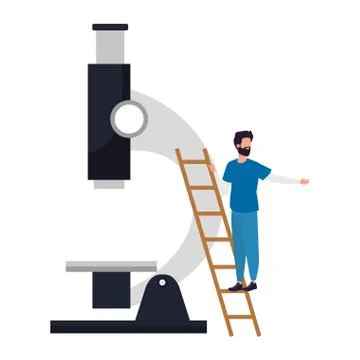 Paramedic with microscope isolated icon Illustrazione stock