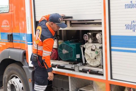 Paramedic in mock disaster drill 스톡 사진