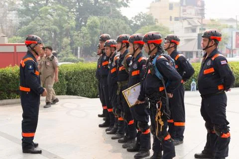 Paramedic in mock disaster drill 스톡 사진