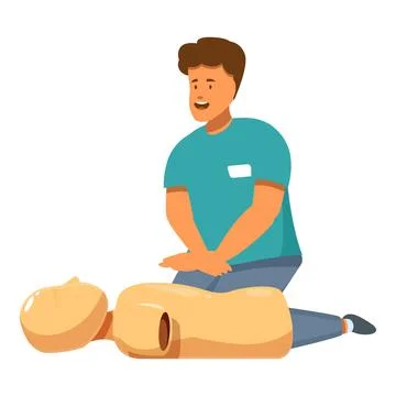 Paramedic practicing cpr on a medical training mannequin Stock Illustration