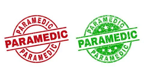 PARAMEDIC Round Seals Using Grunged Style Stock Illustration