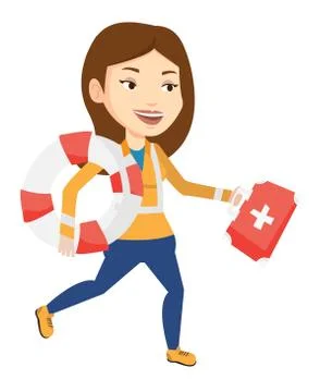 Paramedic running with first aid box Stock Illustration