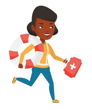 Paramedic running with first aid box Illustrazione stock