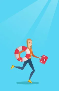Paramedic running with first aid box. Stock Illustration