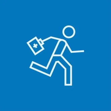 Paramedic running with first aid kit line icon 스톡 일러스트