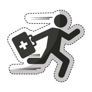 Paramedic running isolated icon Illustrazione stock