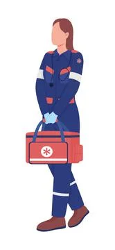 Paramedic semi flat color vector character Stock Illustration