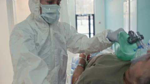 Paramedic Service Workers Bringing Mature Man To Hospital Stock Footage 234180553