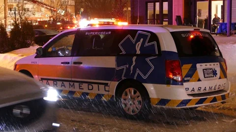 Paramedic special van with medic logo in colors on it in the evening Stock Footage 104229959