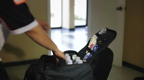 Paramedic taking equipment for emergency Stock Footage 34899730