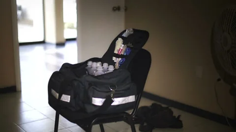 Paramedic taking equipment for emergency Stock Footage 34972091