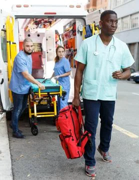 Paramedic team going to call Stock Photos