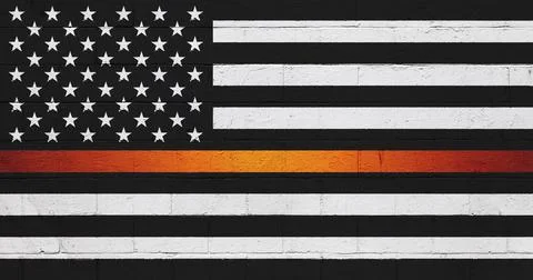 Paramedic thin orange line flag Stock Illustration