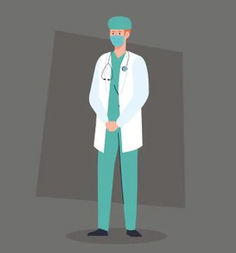 Paramedic using face mask during covid 19 Stock Illustration