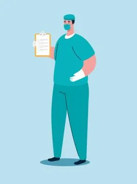 Paramedic using medical mask during covid 19 pandemic Illustrazione stock