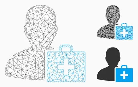 Paramedic Vector Mesh Network Model and Triangle Mosaic Icon Stock Illustration