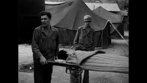 Paramedics In Action At Mobile US Army Hospital Stock-Footage 94389250