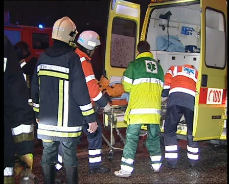 Paramedics at the scene of an accident Stock Footage 655857