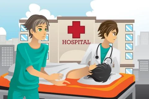 Paramedics at work Stock Illustration