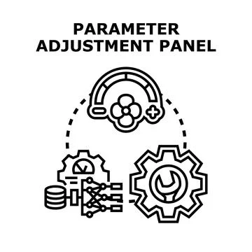 Parameter adjustment panel for system settings management Stock Illustration