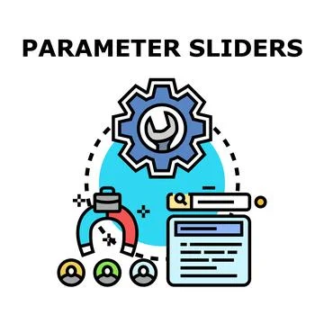 Parameter sliders system optimizing marketing and data management Stock Illustration